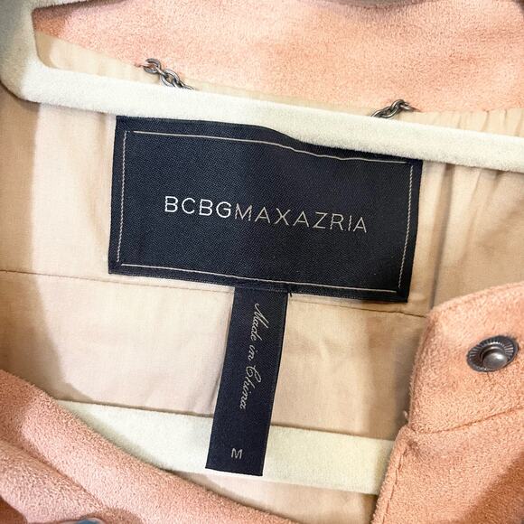 BCBG Maxazria Pink Rose Suede Embroidered Bomber Jacket Size M - Picture 8 of 9